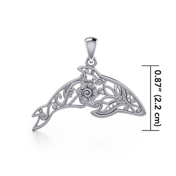 The gentle treasure of the ocean ~ Sterling Silver Dolphin Filigree Pendant Jewelry TPD5136 - Jewelry